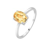 PVUVTNAHW Bague solitaire en argent sterling 925 avec pierre de naissance, grenat, citrine, améthyste, péridot, topaze bleu ciel, 1,45 ct(Natural Citrine,6)