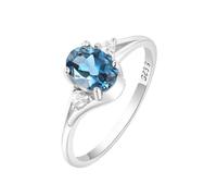 PVUVTNAHW Bague solitaire ovale en argent sterling 925 avec topaze bleue for femme, bijou fin de mariage(8)