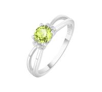 PVUVTNAHW Bague solitaire ronde en argent sterling 925 avec péridot for femme, bijou élégant en pierres précieuses(7)