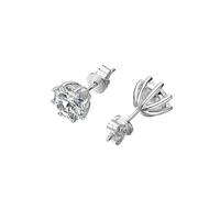 PVUVTNAHW Boucles d'oreilles à huit griffes en argent sterling 925 avec moissanite véritable 2 carats for femmes, bijoux scintillants for fêtes de mariage(Silver)