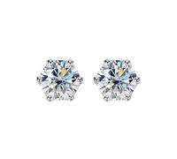 PVUVTNAHW Boucles d'oreilles à tige en argent sterling 925 avec diamants et moissanite couleur D de 0,2 à 2 carats for femmes, scintillantes et festives(2CT Total 4CT)