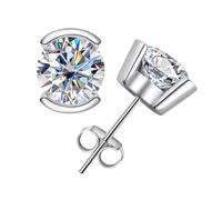 PVUVTNAHW Boucles d'oreilles à tige en argent sterling 925 plaqué or 18 carats avec moissanite ovale couleur D 1/2 carats(2CT)