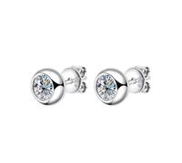 PVUVTNAHW Boucles d'oreilles à tige en argent sterling S925 avec diamants et moissanite ronde de 0,3/0,5 carat, for mariage(0.3 Carat Silver)