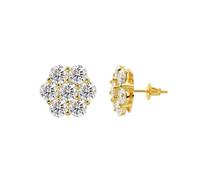 PVUVTNAHW Boucles d'oreilles à tige en moissanite couleur D 7 carats for femmes, en argent sterling 925, bijoux de mariage scintillants(Gold)