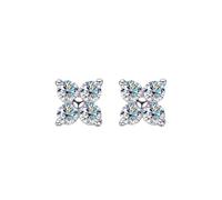 PVUVTNAHW Boucles d'oreilles à tige rondes en moissanite D VVS1 for femmes et hommes, 4 pierres classiques en argent sterling S925(Yellow gold)