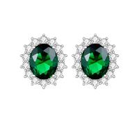 PVUVTNAHW Boucles d'oreilles classiques en argent Sterling 925 avec pierres précieuses saphir, bijoux fins for fête de mariage for femmes(Emerald white)