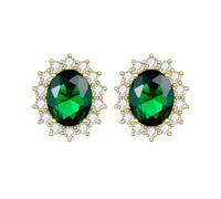 PVUVTNAHW Boucles d'oreilles classiques en argent Sterling 925 avec pierres précieuses saphir, bijoux fins for fête de mariage for femmes(Emerald gold)