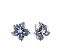 PVUVTNAHW Boucles d'oreilles en argent sterling 925 avec pierre de lys bleu rose scintillante et fermoir à loquet for femme(Blue Spinel)