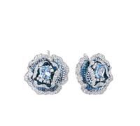 PVUVTNAHW Boucles d'oreilles en argent sterling 925 avec spinelle bleue et zircone cubique blanche, bijoux de fête élégants for femmes