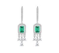 PVUVTNAHW Boucles d'oreilles en argent sterling 925 et émeraude synthétique de 7 carats for femmes, bijoux fins à haute teneur en carbone(Style 11)