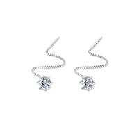 PVUVTNAHW Boucles D'oreilles Pendantes En Argent Sterling 925 Avec Moissanite 2 Carats For Femme, Longues Pampilles, Bijoux De Luxe For Fête De Mariage(0.5ct total 1ct)