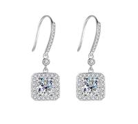 PVUVTNAHW Boucles d'oreilles pendantes en argent sterling 925 avec moissanite couleur D et coussin de 1 carat for femme