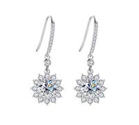 PVUVTNAHW Boucles d'oreilles pendantes en argent sterling 925 avec moissanite couleur D et tournesol 1 carat, for femme