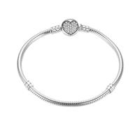 PVUVTNAHW Bracelet à Breloques en Argent Sterling 925 avec chaîne Serpent Scintillante et Perles for Femme, Bijoux Fins(18cm)