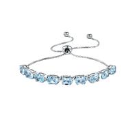 PVUVTNAHW Bracelet à Breloques réglable en Argent Sterling 925 avec Topaze Bleu Ciel 9 carats et Aigue-Marine for Femme