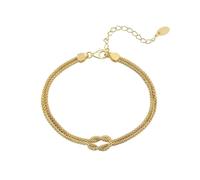 PVUVTNAHW Bracelet chaîne Double Couche en Or 14 carats, Bracelet Tendance en Argent Sterling 925 for Femme(14K Gold)