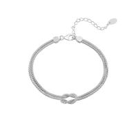 PVUVTNAHW Bracelet chaîne Double Couche en Or 14 carats, Bracelet Tendance en Argent Sterling 925 for Femme(Silver)