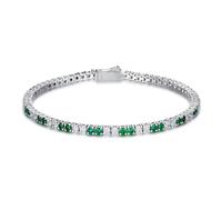 PVUVTNAHW Bracelet chaîne Tennis en Argent Sterling 925, émeraude, Diamants à Haute teneur en Carbone, Pierres précieuses, Bijoux Fins(Green-White_15.8CM)