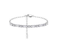 PVUVTNAHW Bracelet chaîne Tennis en Or 14 carats et Argent Sterling 925 avec zircone cubique Taille émeraude et chaîne Trombone(Silver)