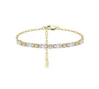 PVUVTNAHW Bracelet chaîne Tennis en Or 14 carats et Argent Sterling 925 avec zircone cubique Taille émeraude et chaîne Trombone(14K Gold)