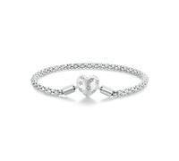 PVUVTNAHW Bracelet cœur en Argent Sterling 925 oxydé for Femme, Bijou Fin for fête d'anniversaire ou au Quotidien(FNB135_17cm)