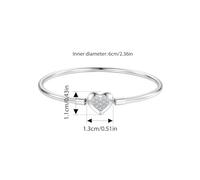 PVUVTNAHW Bracelet cœur en Argent Sterling 925 oxydé for Femme, Bijou Fin for fête d'anniversaire ou au Quotidien(FNB192_17cm)