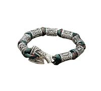 PVUVTNAHW Bracelet de Perles de Rune Celtique Viking, Symbole Odin, lanière en métal scandinave, paracorde tissé à la Main, Bijoux amulette Nordique(23cm,V531)