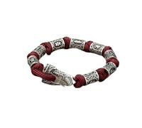 PVUVTNAHW Bracelet de Perles de Rune Celtique Viking, Symbole Odin, lanière en métal scandinave, paracorde tissé à la Main, Bijoux amulette Nordique(21cm,V533)