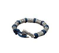PVUVTNAHW Bracelet de Perles de Rune Celtique Viking, Symbole Odin, lanière en métal scandinave, paracorde tissé à la Main, Bijoux amulette Nordique(19cm,V530)