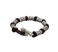 PVUVTNAHW Bracelet de Perles de Rune Celtique Viking, Symbole Odin, lanière en métal scandinave, paracorde tissé à la Main, Bijoux amulette Nordique(21cm,V532)