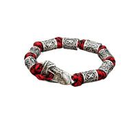 PVUVTNAHW Bracelet de Perles de Rune Celtique Viking, Symbole Odin, lanière en métal scandinave, paracorde tissé à la Main, Bijoux amulette Nordique(23cm,V534)