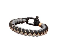 PVUVTNAHW Bracelet de Survie en Forme de U, tissé à la Main, Corde à échelle inversée, Boucle de Sport en Acier Inoxydable Noir(Svart,L)