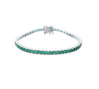 PVUVTNAHW Bracelet de Tennis en Argent 925 véritable for Femme, chaîne Hip-hop en Zircon cubique Vert émeraude de 3 mm(Green_17CM)