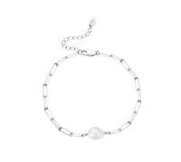 PVUVTNAHW Bracelet en Argent Sterling 925 avec Perles d'eau Douce Naturelles et Trombone à maillons épais for Femme(Silver)