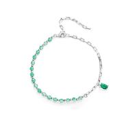 PVUVTNAHW Bracelet en Argent Sterling 925 avec Perles Vertes et zircons ovales for Femme