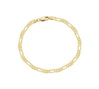 PVUVTNAHW Bracelet en Argent Sterling 925, chaîne Figaro diamantée de 3,3 mm, Style Vintage, for Femme(14K Gold_19cm)