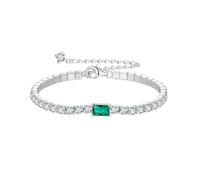 PVUVTNAHW Bracelet en Argent Sterling 925 Vert émeraude, chaîne Large entièrement sertie de zircons, for Femme