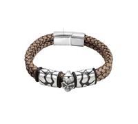 PVUVTNAHW Bracelet en Cuir de vin tissé for Hommes, en Acier Inoxydable 316, Style bohème Pop, Accessoires tête fantôme(20.5cm,Clouds Gray)