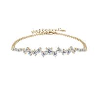 PVUVTNAHW Bracelet en moissanite et Argent Sterling 925, Double chaîne réglable, for Femme(Gold_16.5-21.5cm)