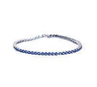PVUVTNAHW Bracelet Tennis 3 mm en Argent Sterling 925, Bleu Saphir, jonc 19 cm, Style Hip-hop, Zircon 5A