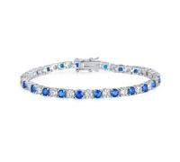 PVUVTNAHW Bracelet Tennis en Argent Sterling 925 avec Saphir Bleu for Femme, Bijou de fiançailles