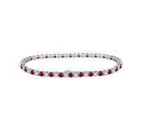 PVUVTNAHW Bracelet Tennis en Argent Sterling 925 for Femme, chaîne de Luxe en oxyde de Zirconium Transparent et Rubis de 3 mm(Clear-Ruby_19cm)