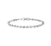 PVUVTNAHW Bracelet Tennis en Or 14 carats et Argent Sterling 925 avec zircones Taille Poire de 2 x 4 mm for Femme, Bijou de Luxe(Silver_19cm)