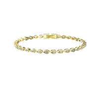 PVUVTNAHW Bracelet Tennis en Or 14 carats et Argent Sterling 925 avec zircones Taille Poire de 2 x 4 mm for Femme, Bijou de Luxe(14K Gold_18cm)