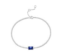 PVUVTNAHW Bracelet Tennis réglable en Argent Sterling 925, 5 x 7 mm, émeraude et zircone cubique, for Femme(Sapphire)
