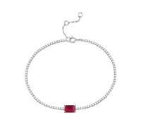 PVUVTNAHW Bracelet Tennis réglable en Argent Sterling 925, 5 x 7 mm, émeraude et zircone cubique, for Femme(Ruby)