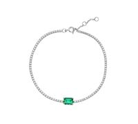 PVUVTNAHW Bracelet Tennis réglable en Argent Sterling 925, 5 x 7 mm, émeraude et zircone cubique, for Femme(Emerald)