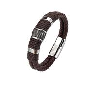 PVUVTNAHW Bracelets en Cuir à 2 Couches avec Aimant en Acier Inoxydable, Multicouches Tendance, Bijoux for Hommes, en Vrac(18.5cm,S-Brown)