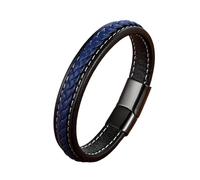 PVUVTNAHW Bracelets en Cuir et Acier Inoxydable, Fermoir magnétique tressé, Tendance, Brassard for Hommes, breloque, Cadeaux(23cm,Svart)
