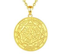 PVUVTNAHW Collier amulette des sept archanges en argent Sterling 925, or 18 carats, pendentif cercle magique d'invocation de Rune, bijoux religieux(With 18 inch chain)